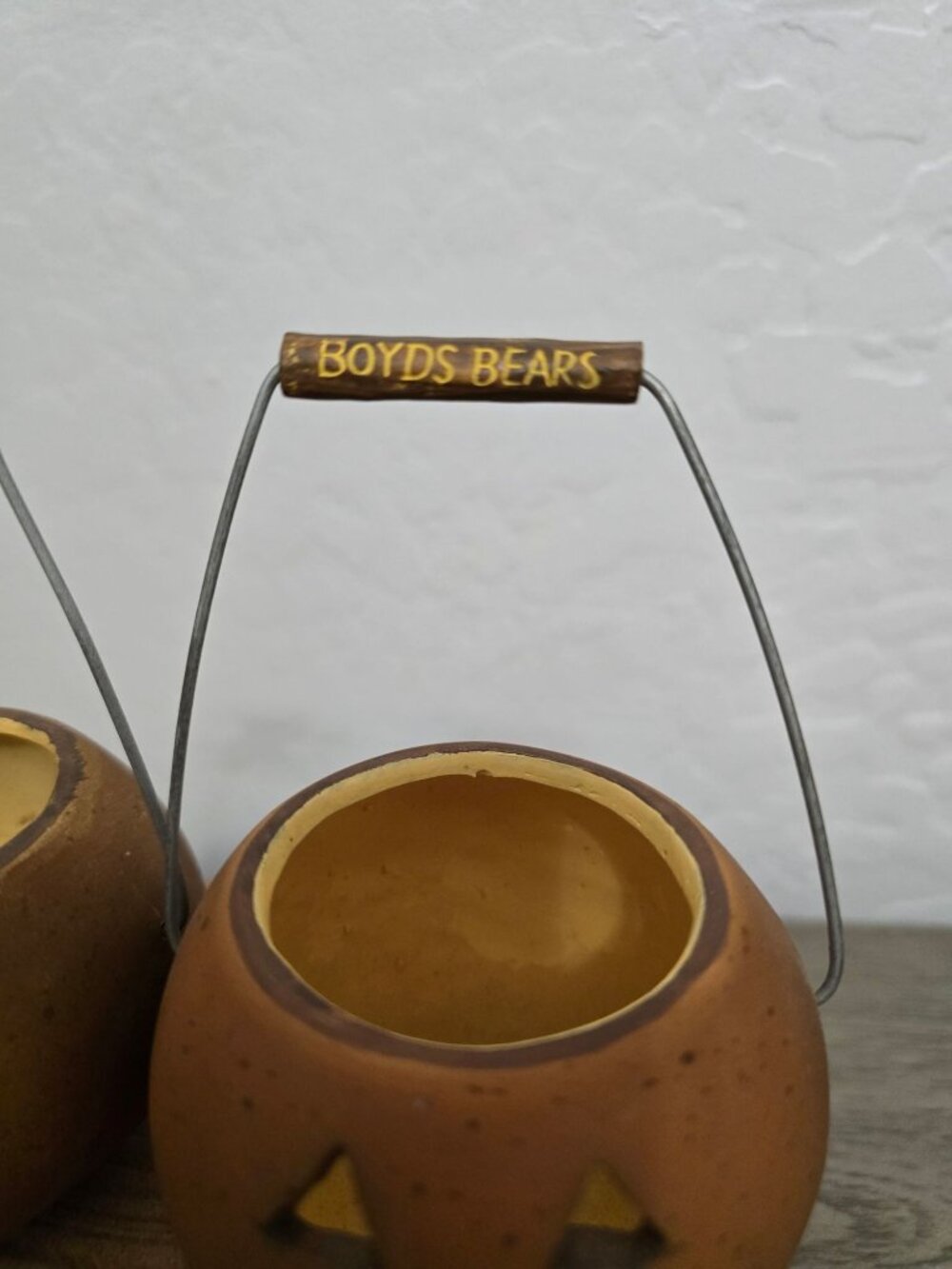 Vintage Boyds Bears Mini Halloween Jack-O-Lantern Pail Buckets Set/2 - Picture 6 of 13
